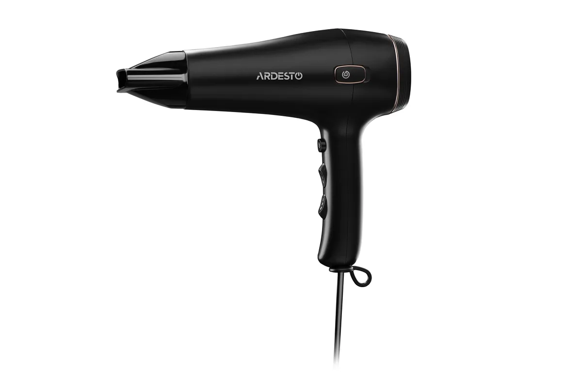 Фен ARDESTO HD-Y210, потужність 1750-2100 Вт, 2 швидкості, 3 температурні режими, автоматичне збирання шнура, чорний.