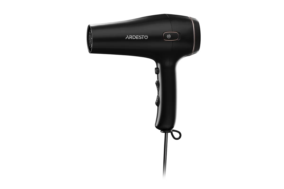 Фен ARDESTO HD-Y210, потужність 1750-2100 Вт, 2 швидкості, 3 температурні режими, автоматичне збирання шнура, чорний.