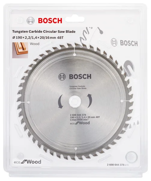 Пиляльний диск Bosch Professional Eco для дерева 190x2.2x20-48 зубців.