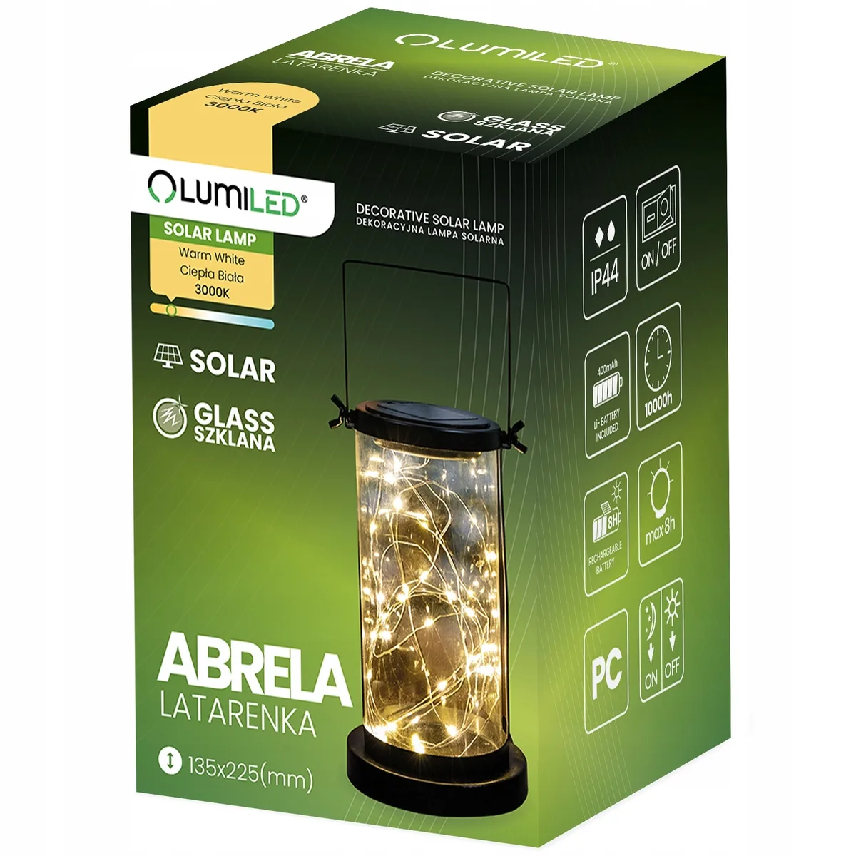 Високий LED ліхтар LumiLED пластиковий 30 см чорний з теплим світлом 3000 K