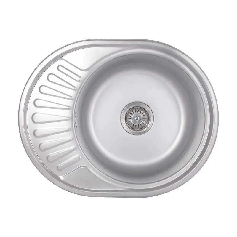 Кухонная мойка Brinex 5745 овальная 600х470х180 мм нержавеющая сталь Satin