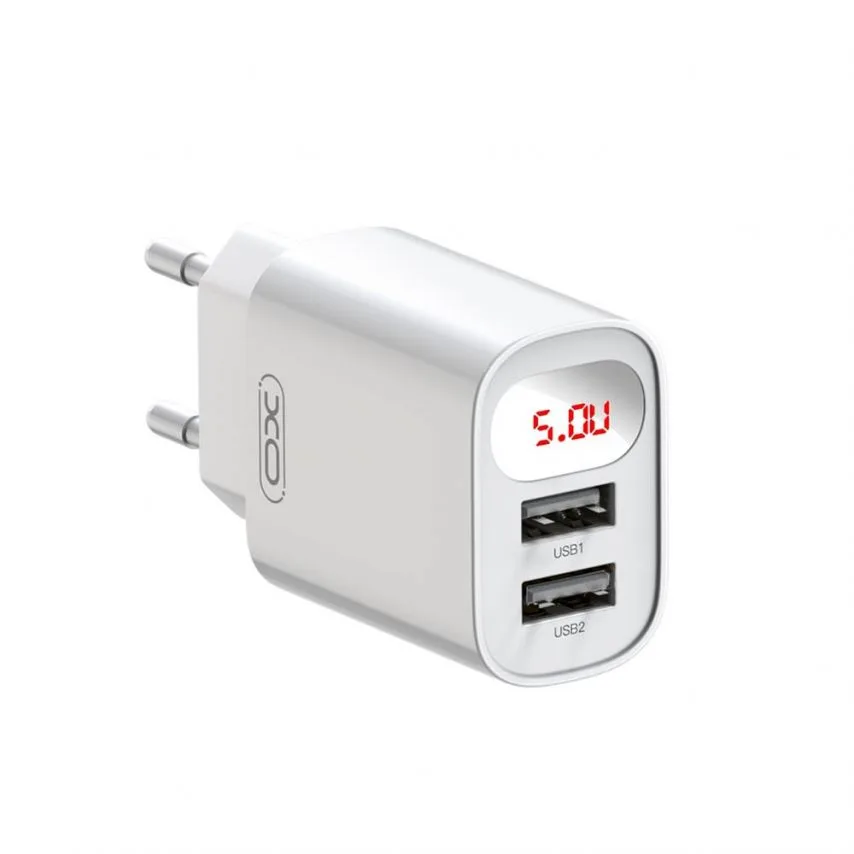 Мережевий зарядний пристрій XO адаптер 2USB 2.4A білий