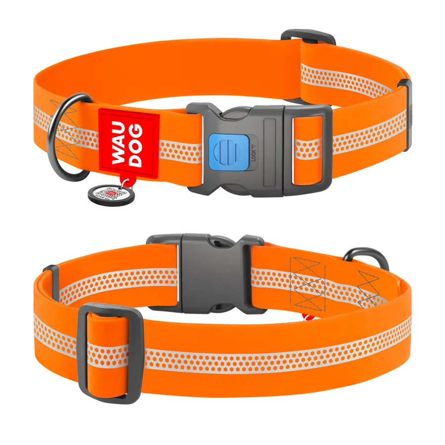 Нашийник WAUDOG Waterproof світловідбивний 40 мм Collartex XXL 46-70 см помаранчевий