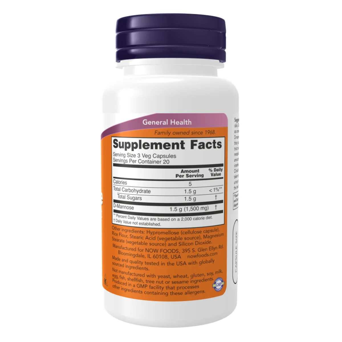 D-Mannose 500 мг капсули вегетаріанські 240 штук Now Foods