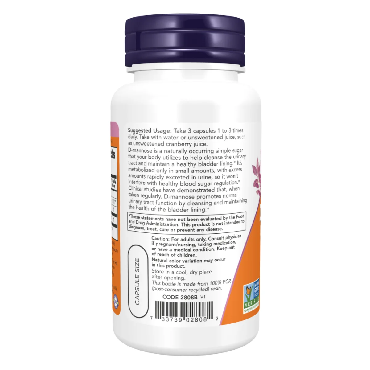D-Mannose 500 мг капсули вегетаріанські 240 штук Now Foods