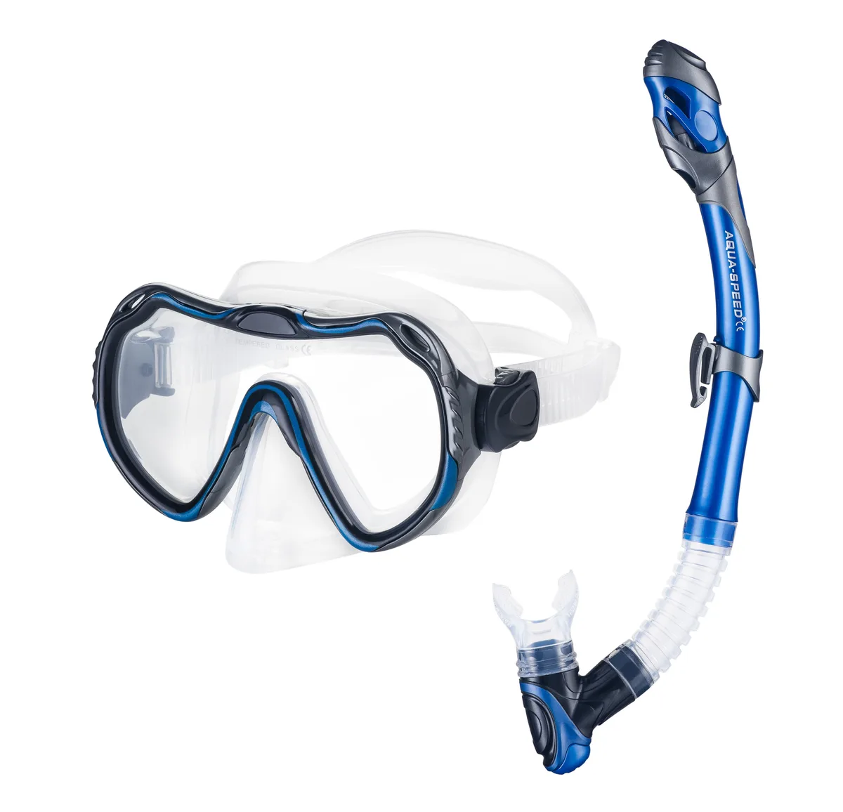 Набір маска трубка AQUA SPEED силікон OSFM синій