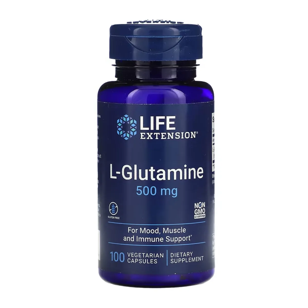 L-Глутамин Life Extension 500 мг 100 капсул Без ГМО