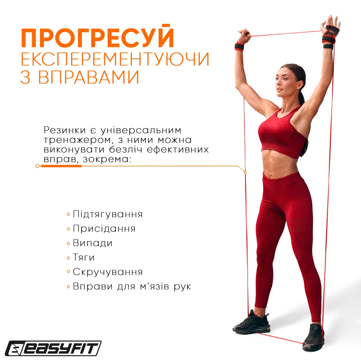 Резиновая петля EasyFit 100% латекс 2-15 кг Красная 2080х4,5х13 мм