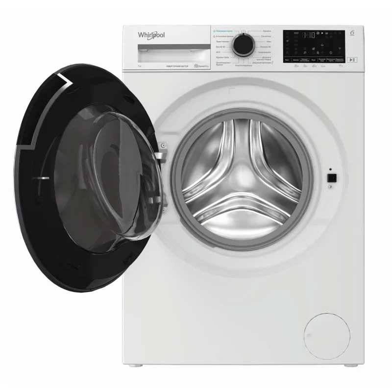 Пральна машина Whirlpool фронтальна 7кг 1200 об/хв інверторна з дисплеєм для прання білизни та догляду парою