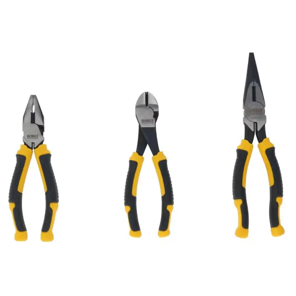 Набір шарнірних інструментів DeWALT LASER HARDENED: плоскогубці, довгі плоскогубці, кусачки (3 шт)