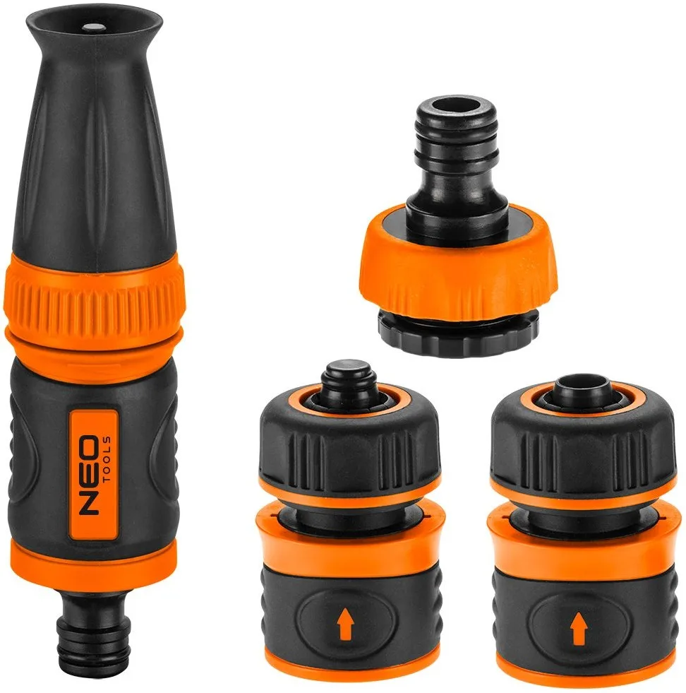 Набір для поливу Neo Tools 1/2", ручний зрошувач, 2 з'єднувачі для шланга, адаптер для крана 1/2"-3/4".