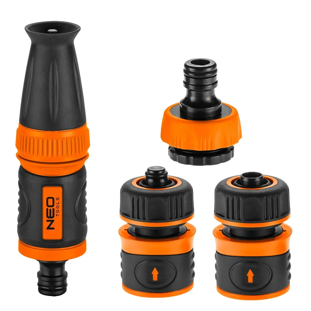 Набір для поливу Neo Tools 1/2", ручний зрошувач, 2 з'єднувачі для шланга, адаптер для крана 1/2"-3/4".
