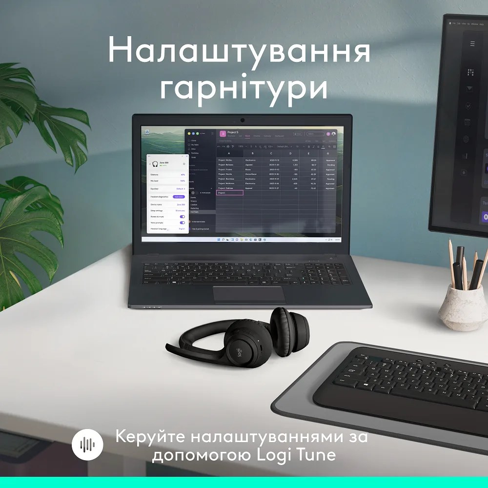 Гарнітура Logitech бездротова повнорозмірна пластикова чорна