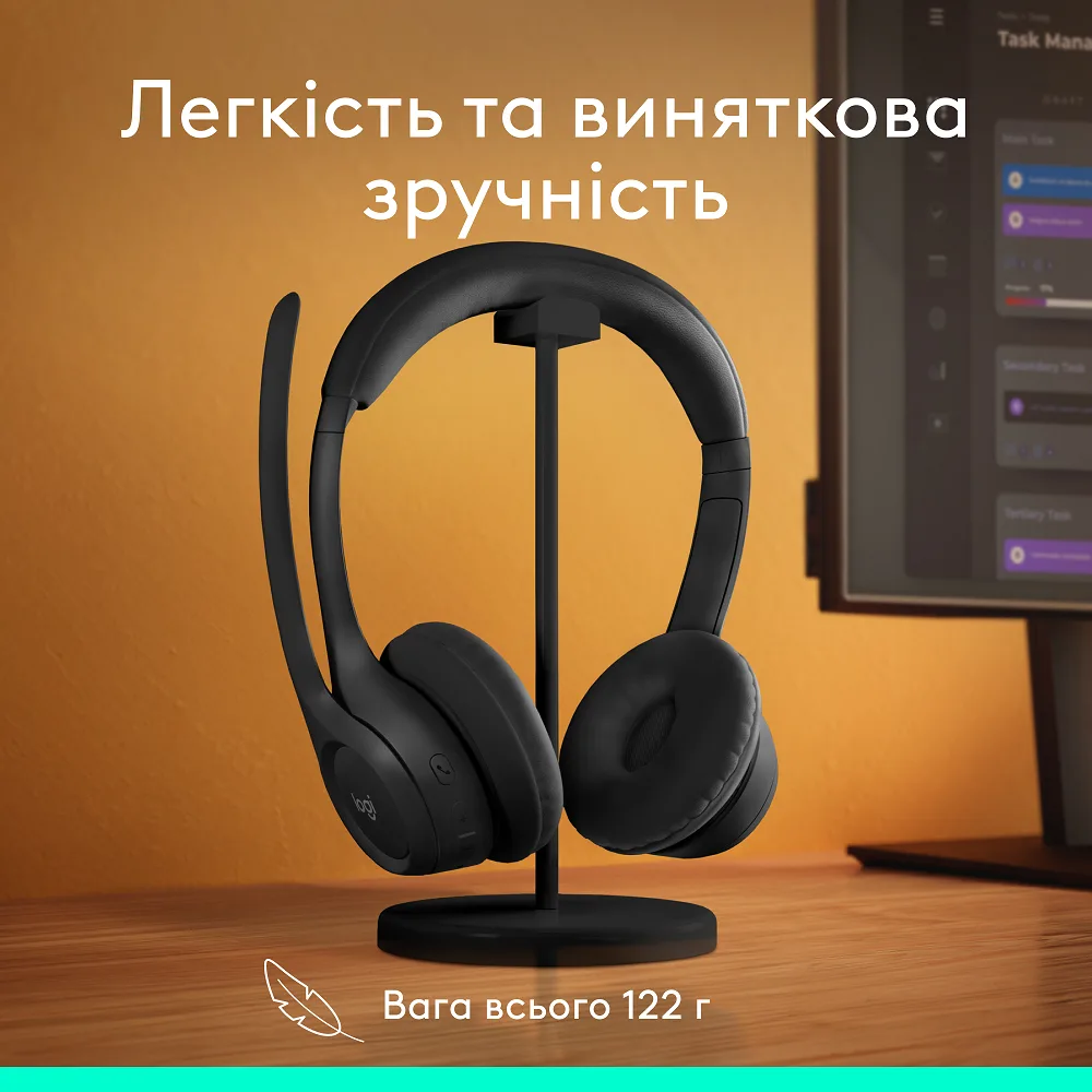 Гарнітура Logitech бездротова повнорозмірна пластикова чорна