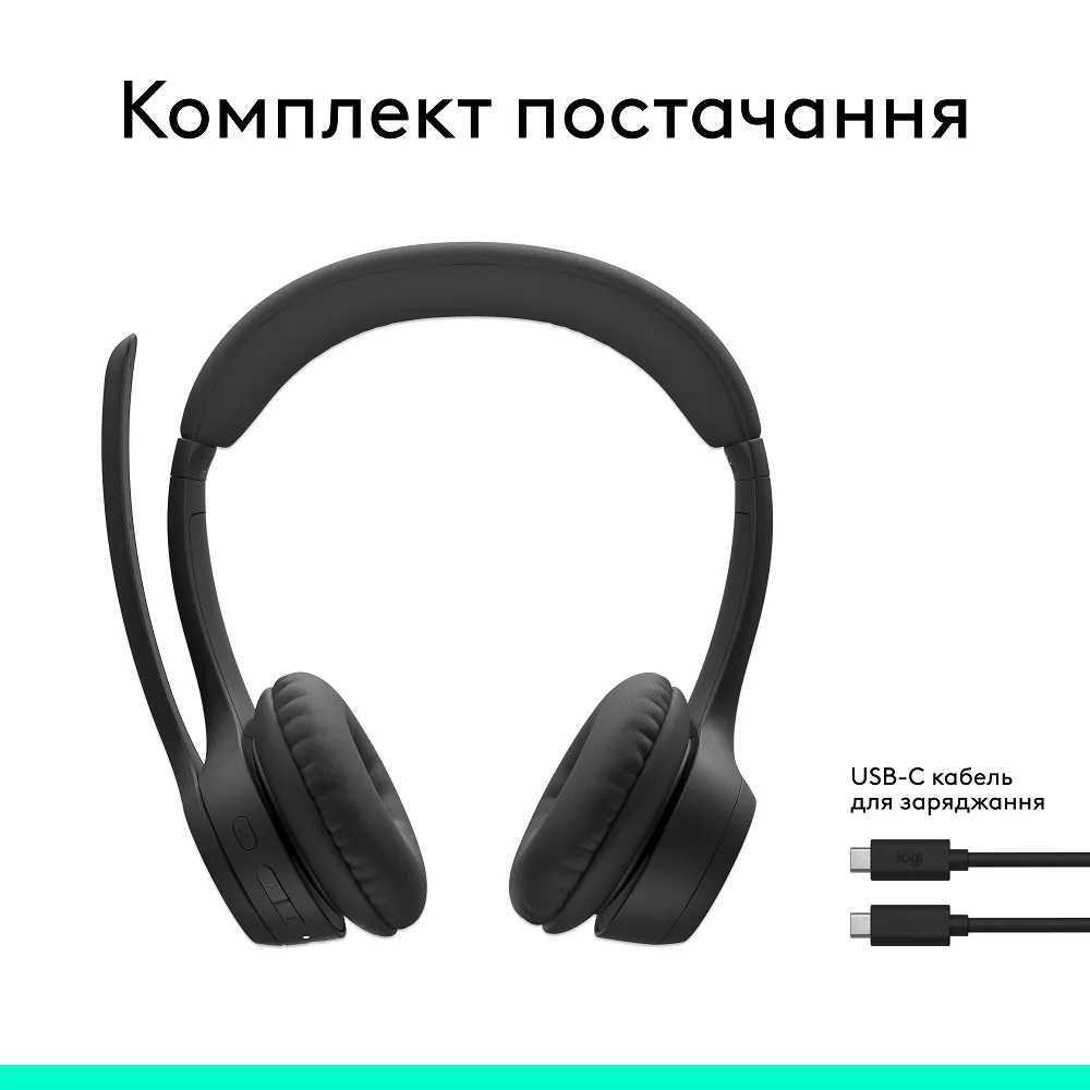 Гарнітура Logitech бездротова повнорозмірна пластикова чорна