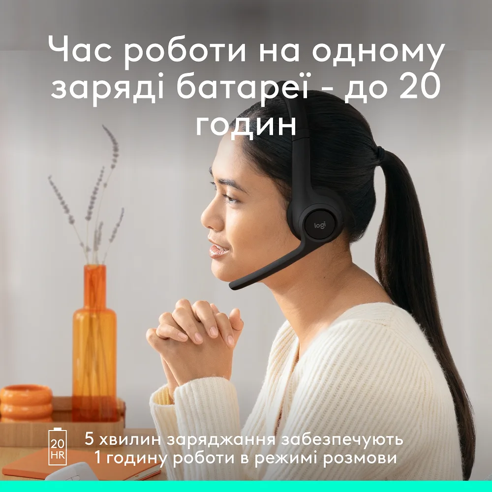 Гарнітура Logitech бездротова повнорозмірна пластикова чорна