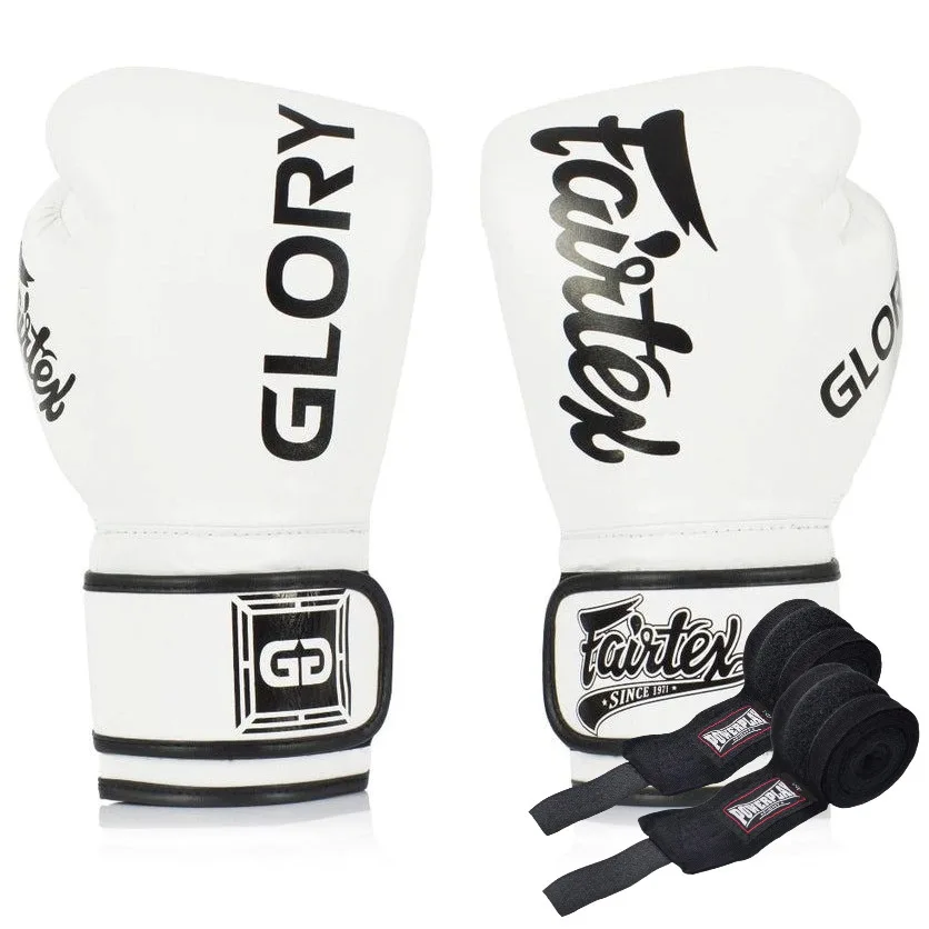 Боксерські рукавиці Fairtex натуральна шкіра 14 унцій білий
