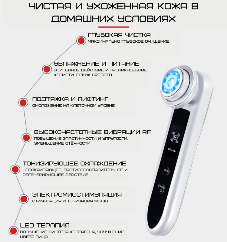 Мікрострумовий масажер для обличчя і тіла RF EMS 191x246 мм ABS пластик