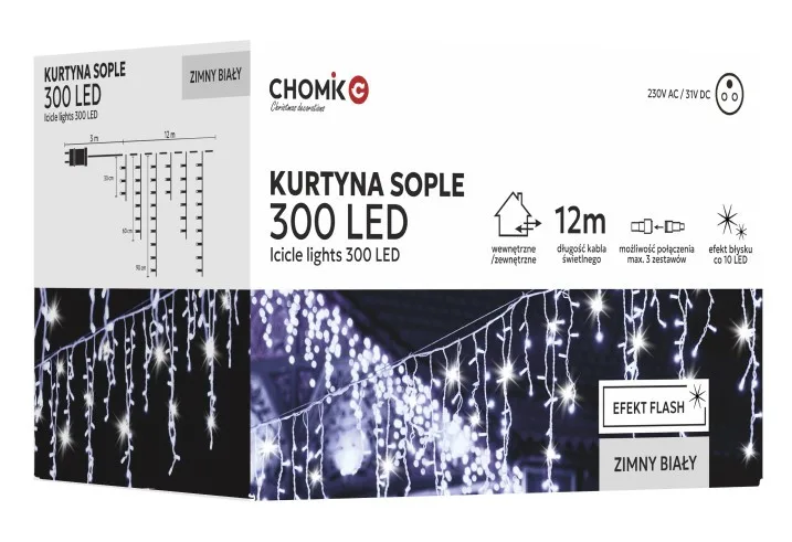 Гірлянда електрична Chomik мідний провід 12 м 300 LED холодний білий