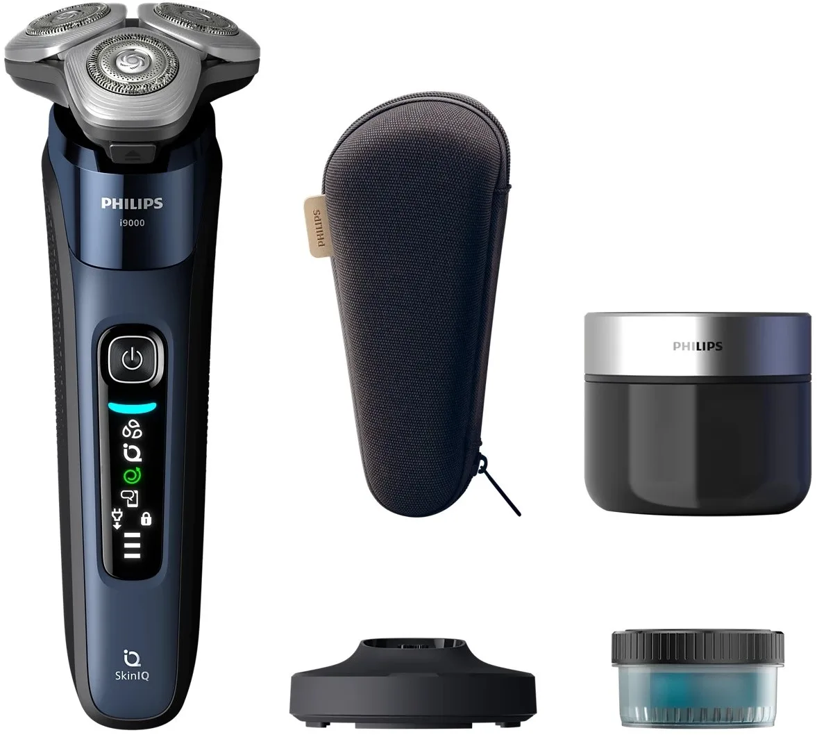 Електрична бритва Philips Series i9000 Prestige SkinIQ, 3 бритвені головки, Li-Ion, для сухого та вологого гоління, з індикатором