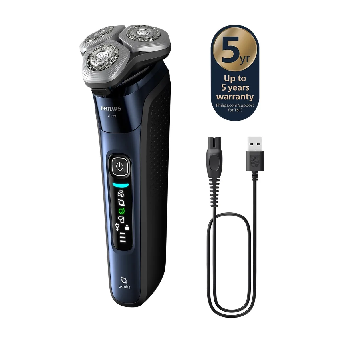 Електрична бритва Philips Series i9000 Prestige SkinIQ, 3 бритвені головки, Li-Ion, для сухого та вологого гоління, з індикатором