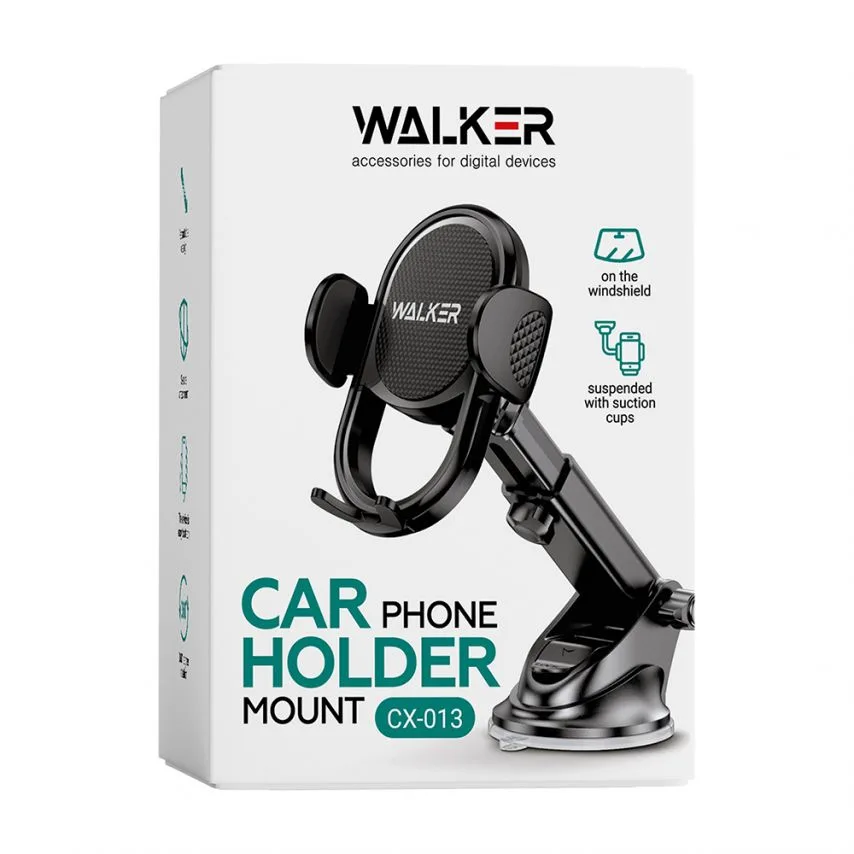 Автотримач автомобільний WALKER ABS 68х150х111 мм Чорний
