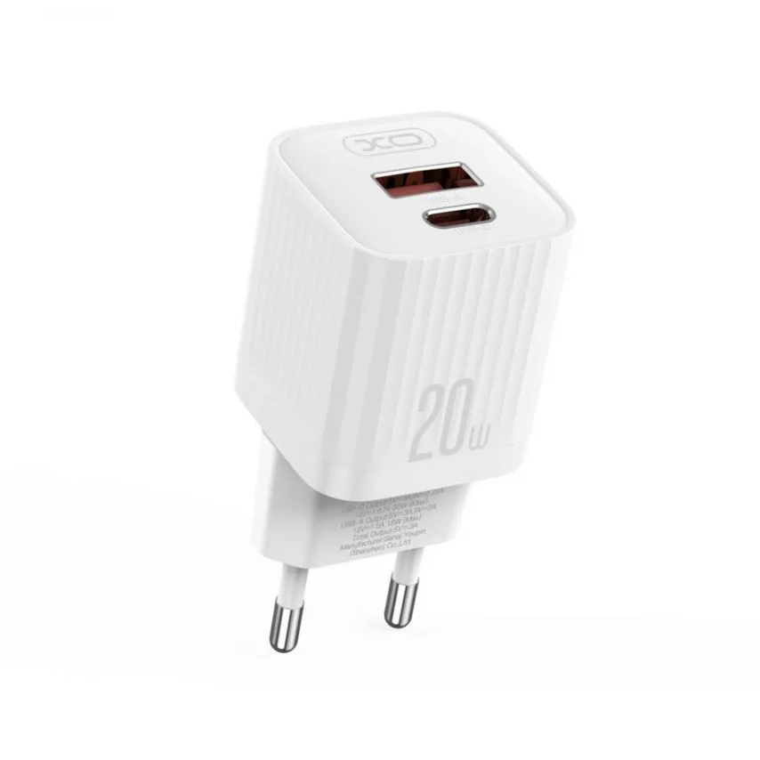 Мережевий зарядний пристрій XO 20W PC 73х32х32 мм Білий