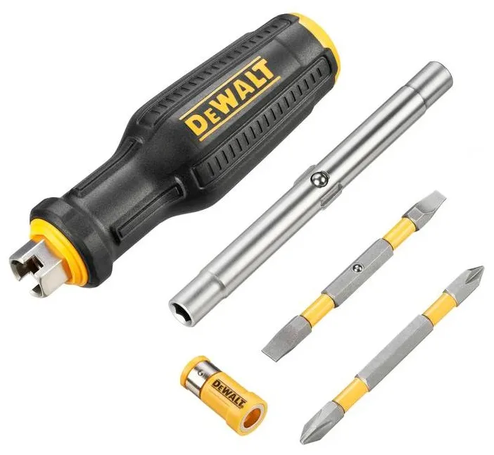 Викрутка з бітами DeWALT FULL FIT 6 Way двокомпонентне руків'я 75мм хрестова плоска для ремонту та монтажу