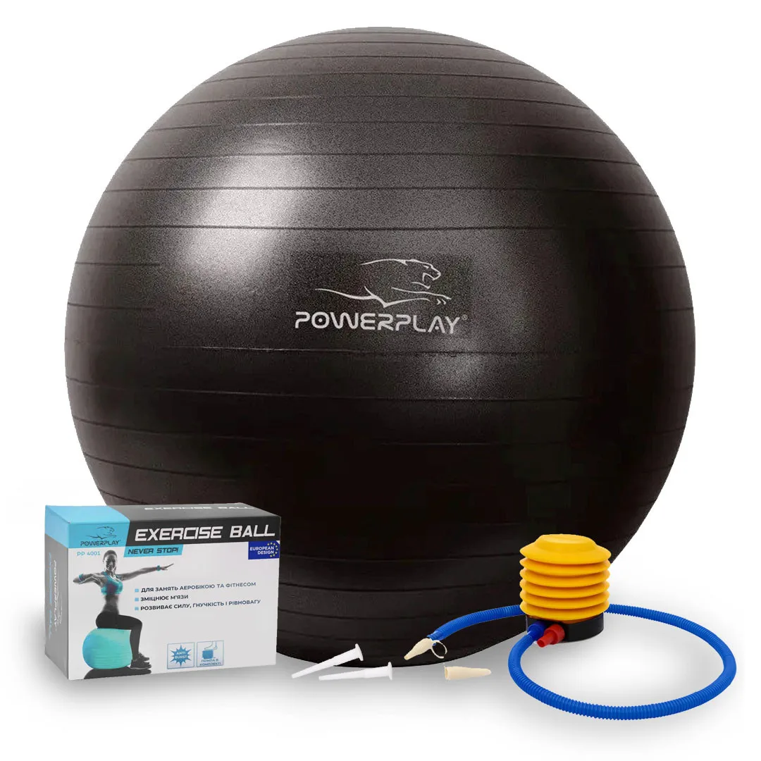 М'яч для фітнесу Active Point PVC 65 см Чорний з помпою