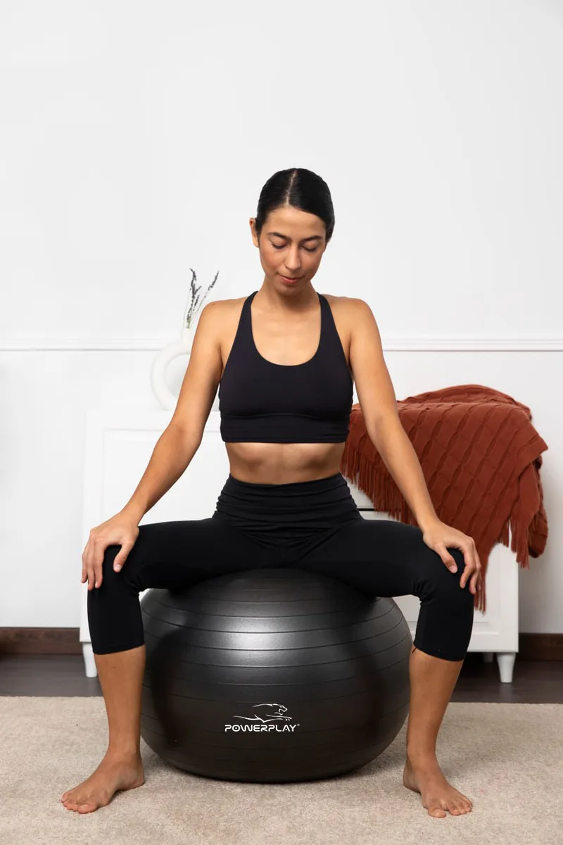 Мяч для фитнеса Active Point PVC 65 см Черный с насосом