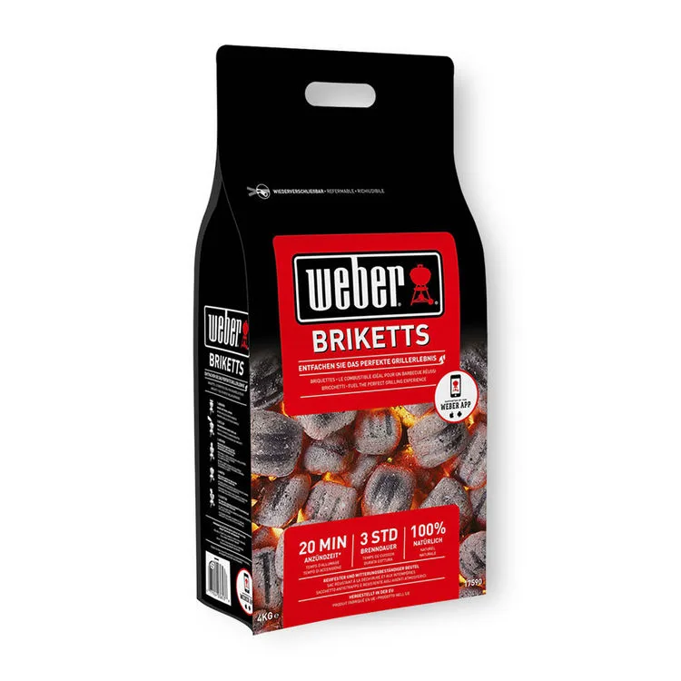 Угольные брикеты Weber 100% натуральные 4 кг 23х50х13 см