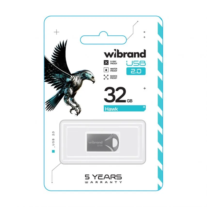 Флеш-пам'ять USB Wibrand метал 32Гб срібна