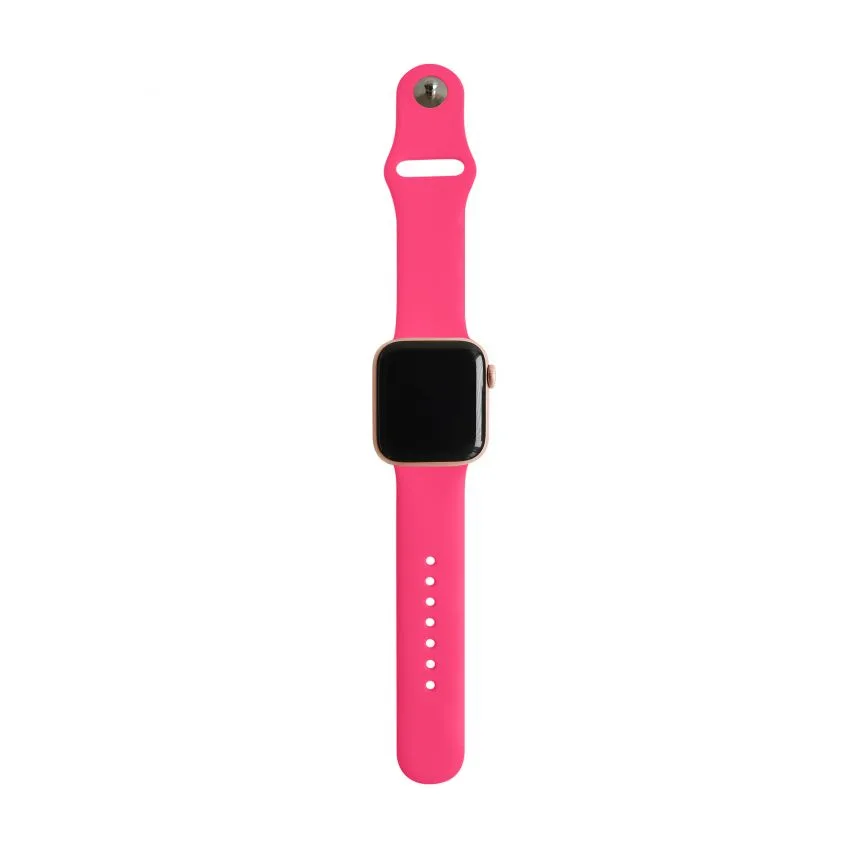 Ремешок Apple силиконовый 42-44мм S/M неоновый розовый.