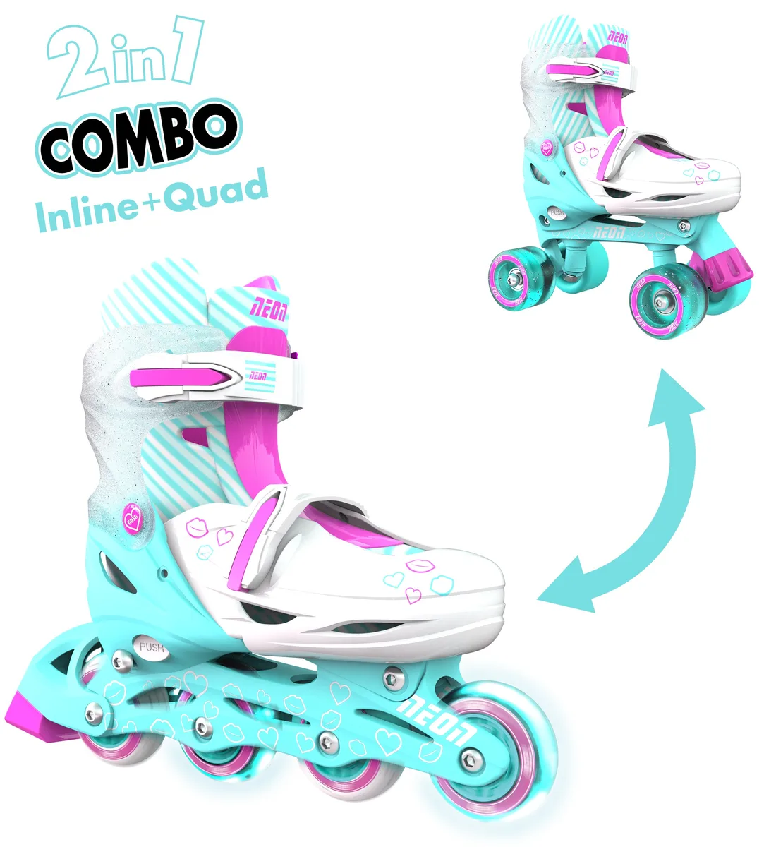 Роликові ковзани Neon Combo, розмір 30-33, бірюзовий