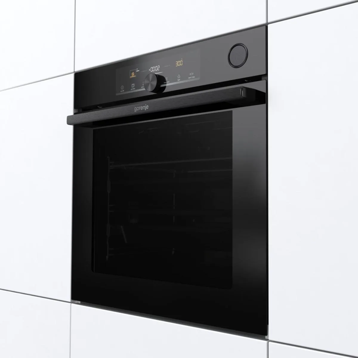 Духова шафа Gorenje електрична 77л A+ з Wi-Fi чорна для випікання і готування з функцією парового очищення