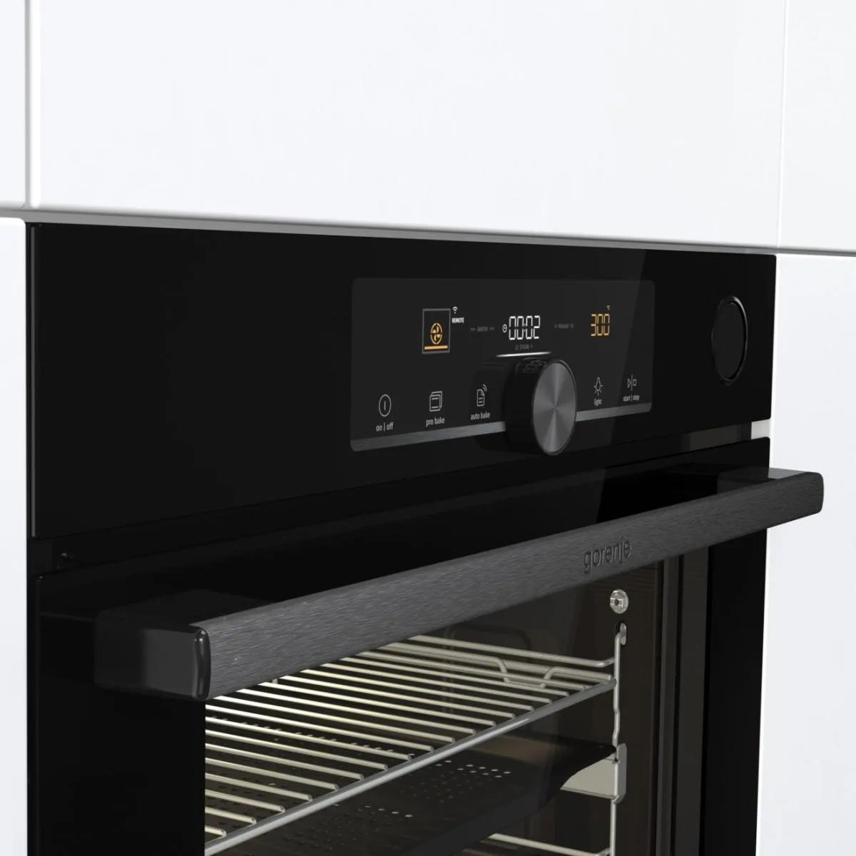 Духова шафа Gorenje електрична 77л A+ з Wi-Fi чорна для випікання і готування з функцією парового очищення