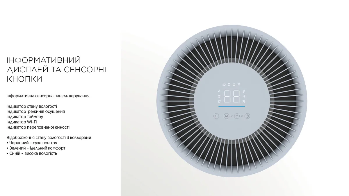 Осушувач повітря CooperHunter CH-D014WDC-30LDWF 30 л/добу 42 м2 185 м3/год 505 Вт