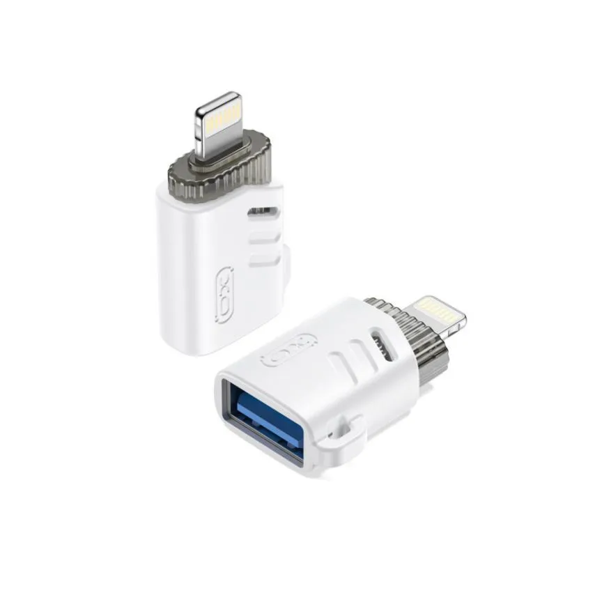 Перехідник OTG XO пластиковий Lightning to USB  білого кольору