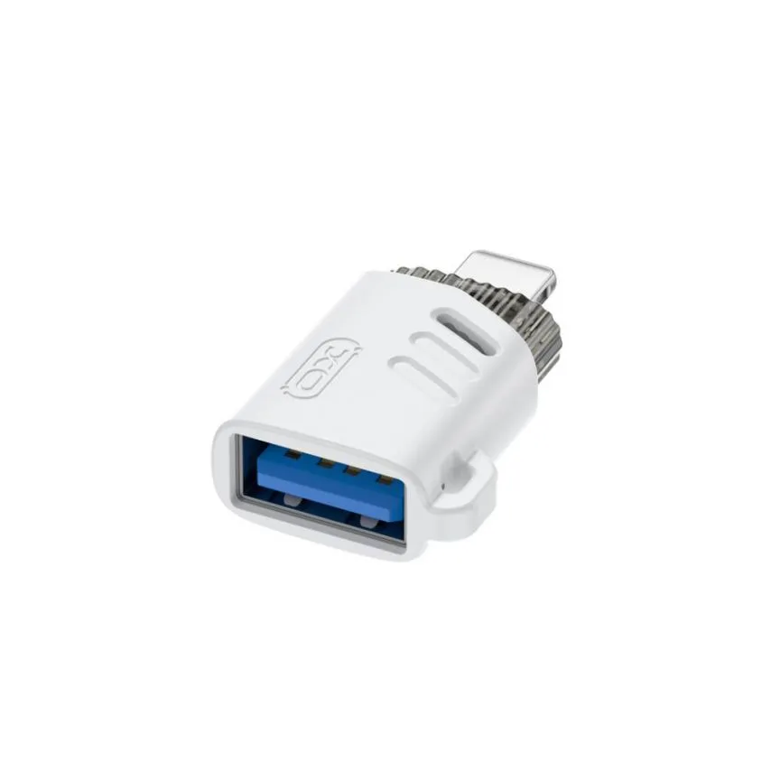 Перехідник OTG XO пластиковий Lightning to USB  білого кольору