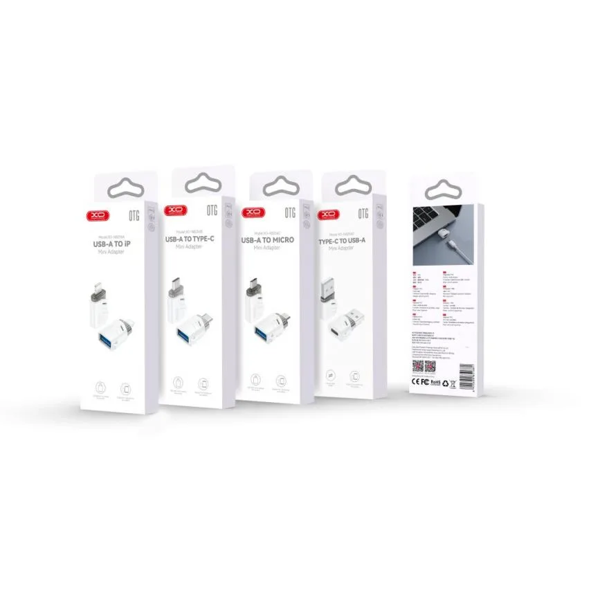 Перехідник OTG XO пластиковий Lightning to USB  білого кольору