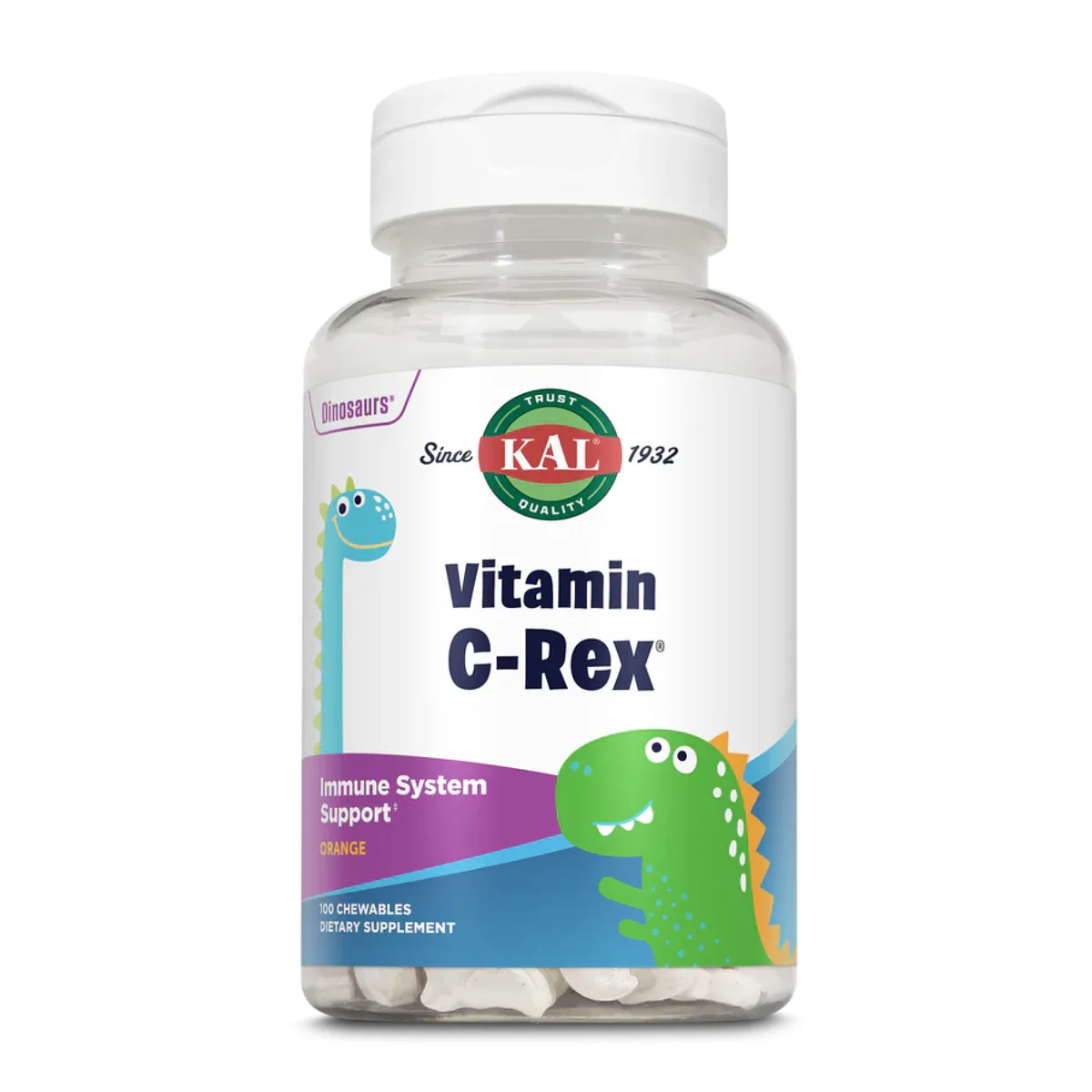 Жувальні таблетки KAL Vitamin C-Rex 100 мг 100 шт Апельсин