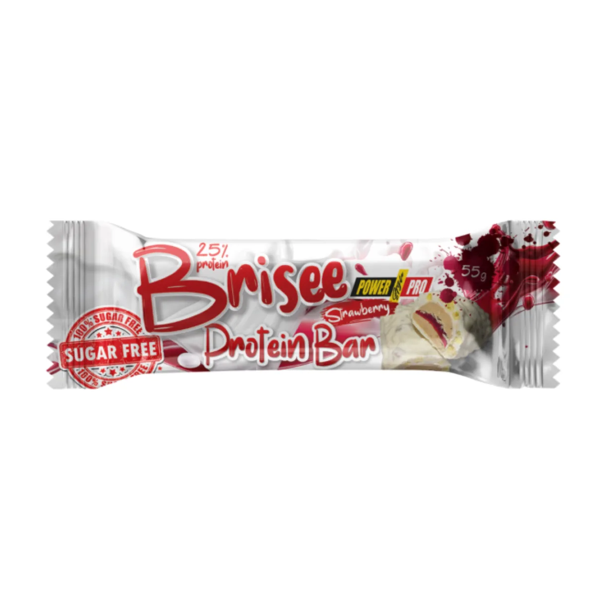 Батончик Brisee 25% білка 20х55г Полуниця