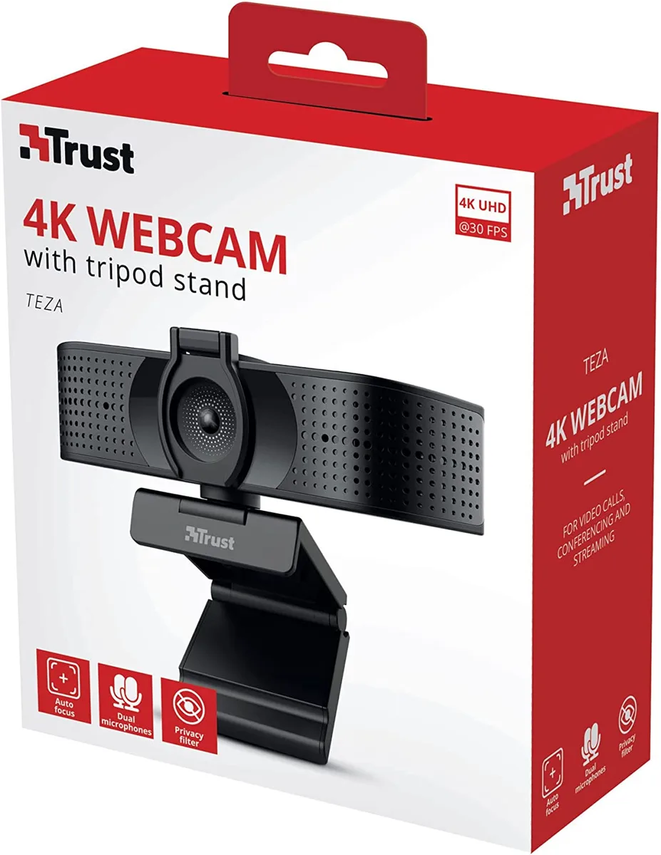 Вебкамера Trust Teza, 4K Ultra HD, 30 fps, автофокус, черный.