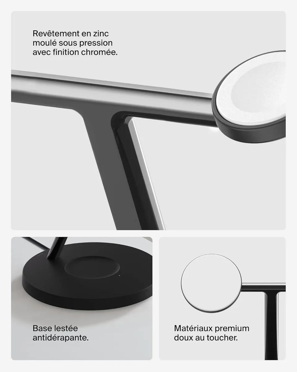 Зарядний пристрій бездротовий Belkin 3в1 Magnetic Pad Qi2 15Вт, чорний