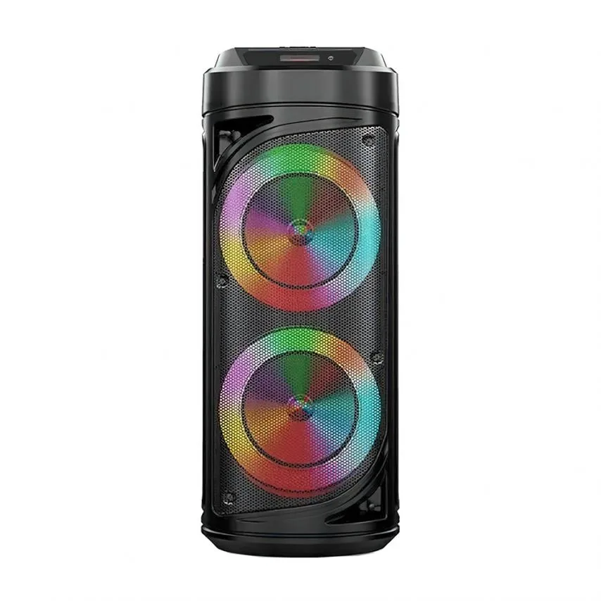 Портативна колонка Bluetooth 20W 196х196х512 мм Чорна з мікрофоном та підсвічуванням