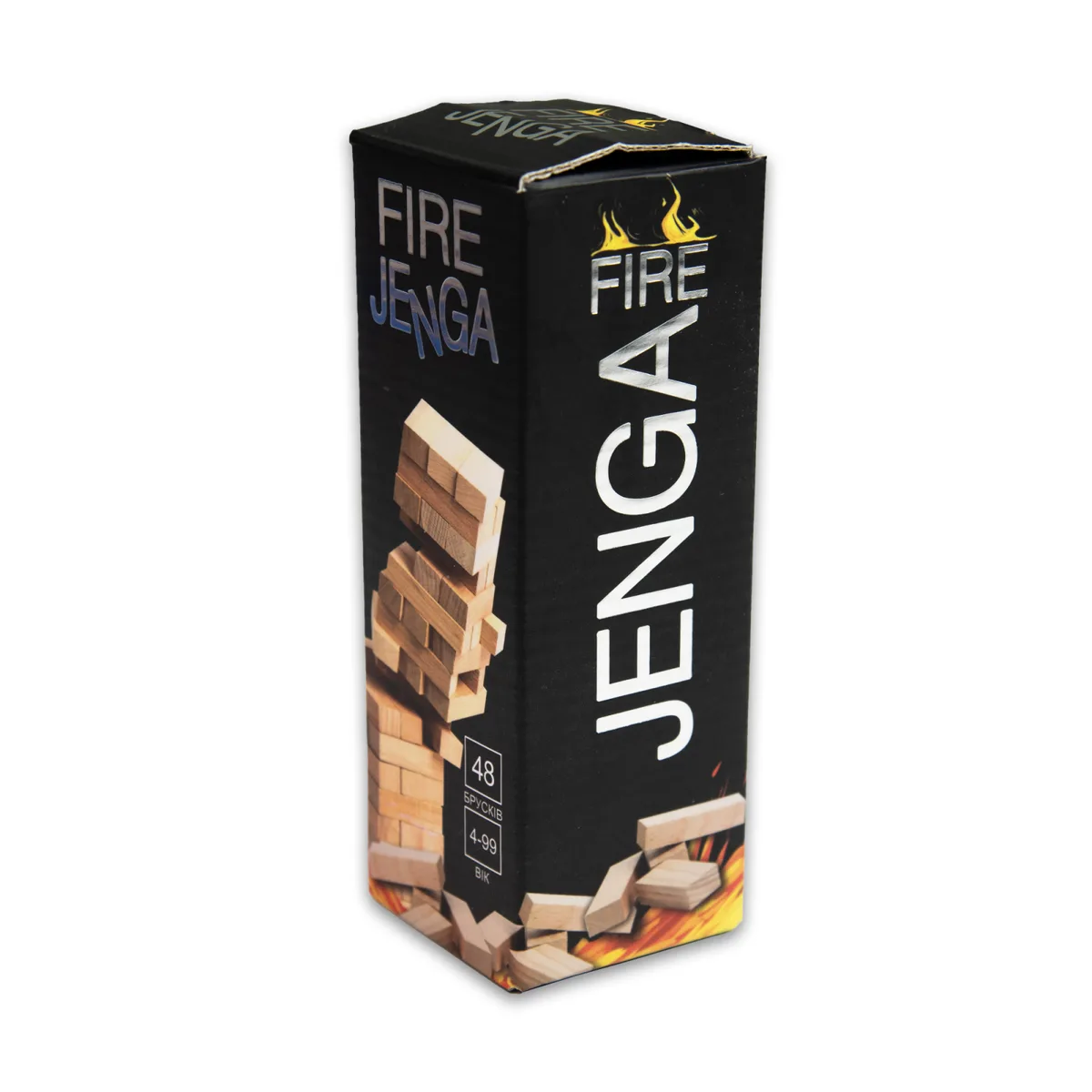 Настільна гра Дженга Fire Jenga 48 брусків для дітей та дорослих 5,5х5,5х15,5 см дерево