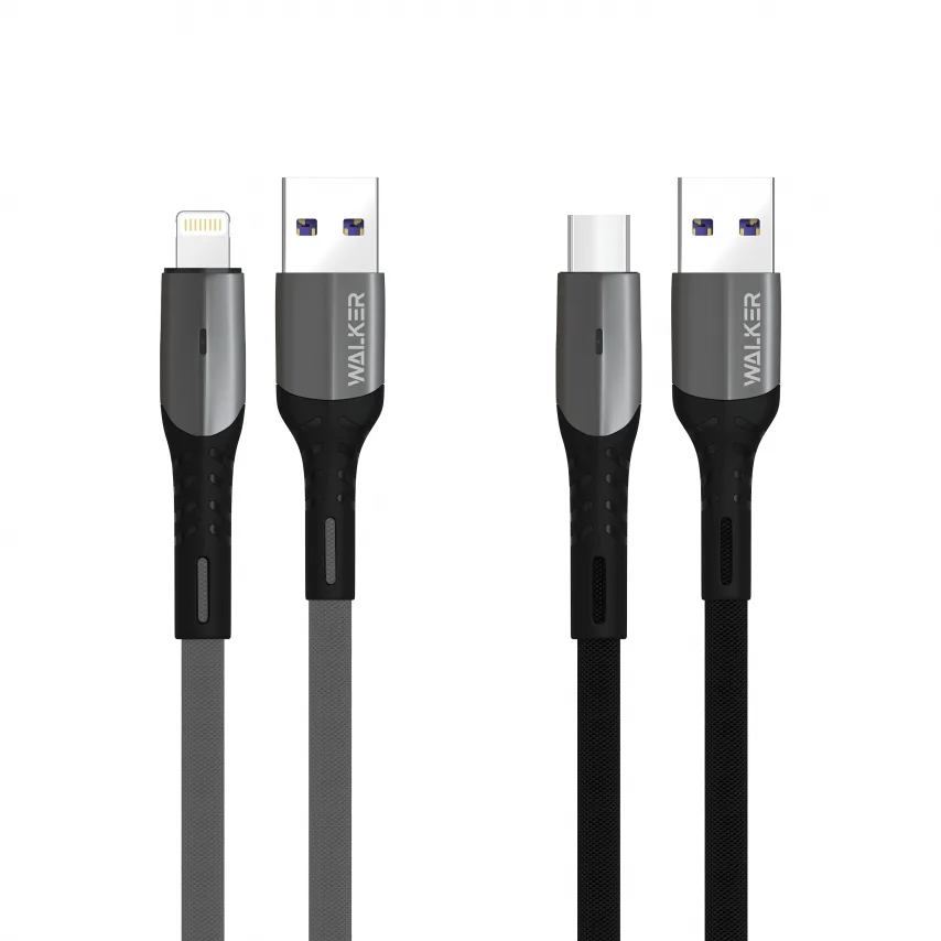 Кабель USB Type-C WALKER тканинний 1м чорний 3,1А Quick Charge