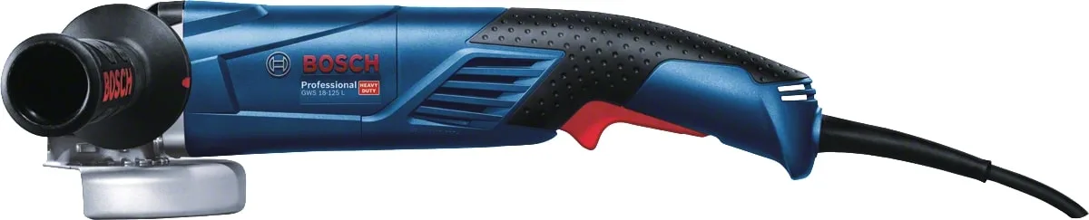 Кутова шліфувальна машина Bosch Professional GWS 18-150 L, 150 мм, 1800 Вт, 10000 об/хв, вага 2.6 кг.