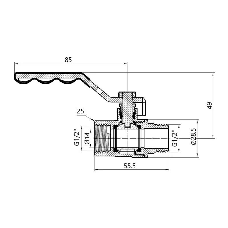 Кран шаровой 1/2" для газа Thermo Alliance латунь никель SD605NG15PN40