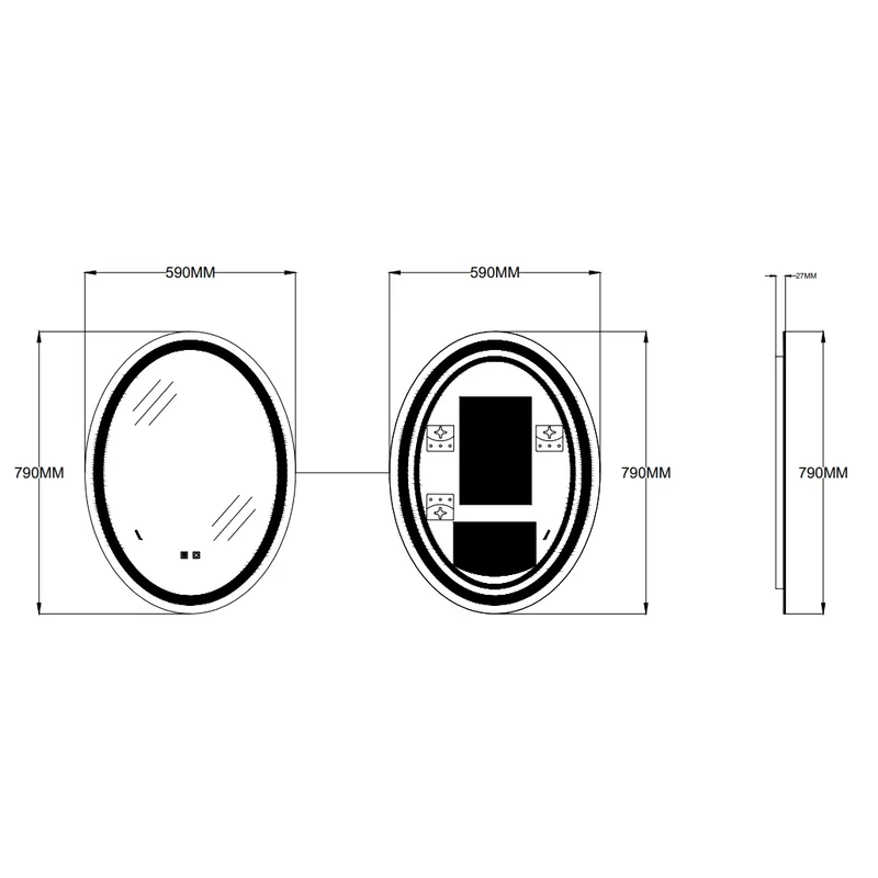 Зеркало настенное LED Touch Zerix FUSION MV01 60x80 см безмедное с подогревом